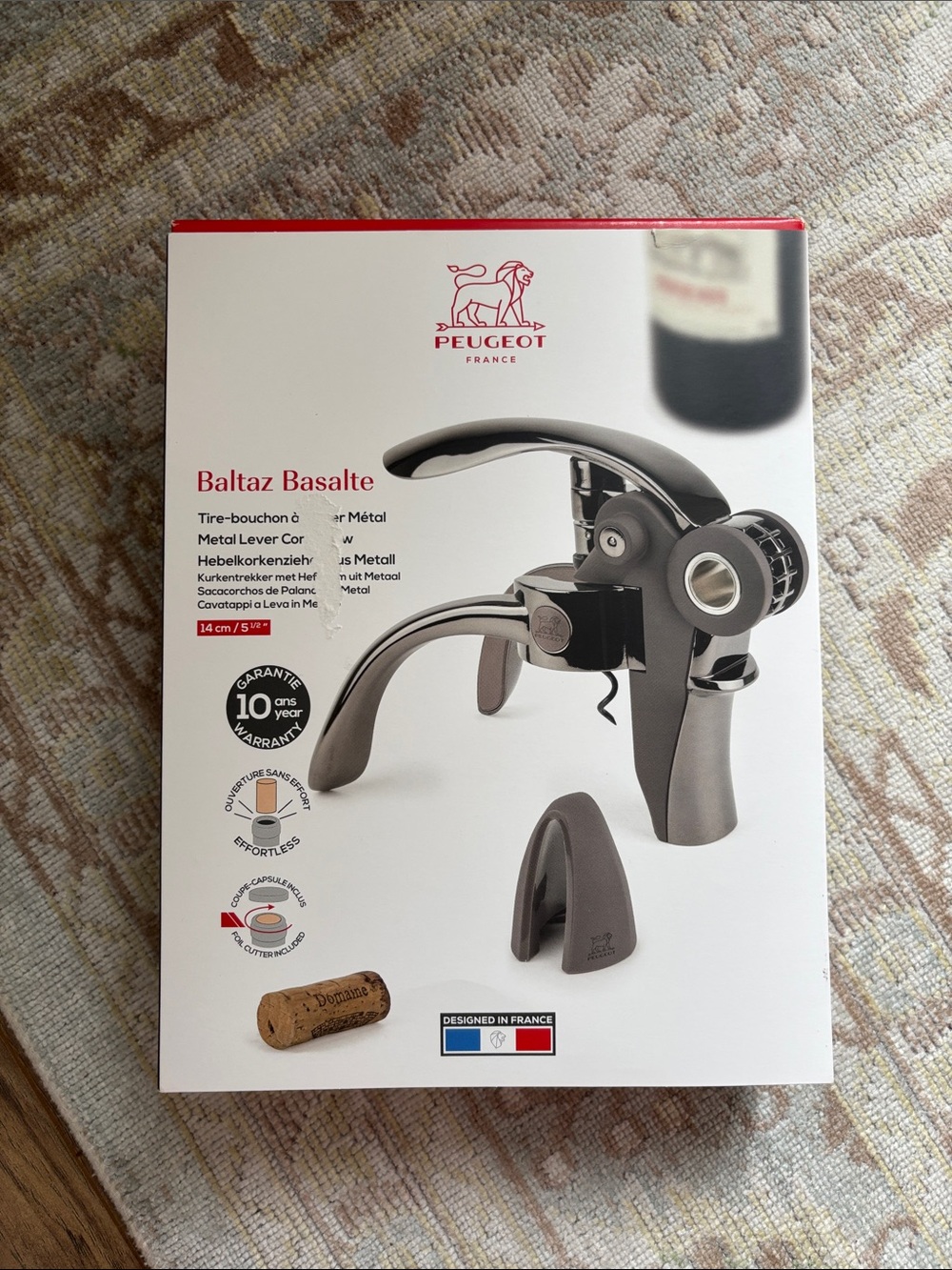 Peugeot Baltaz Basalte Lever Corkscrew Wine Opener – New in Box